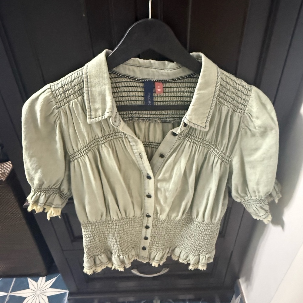 Anthropologie denim Women's shirred Top